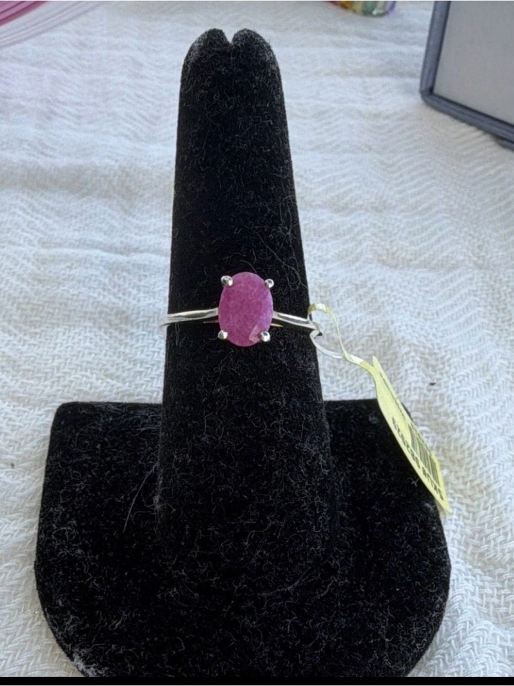 Sterling Silver Pink Oval Gemstone Ring